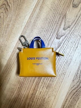 Louis Vuitton Yellow Mini Pouch with Blue Handle
